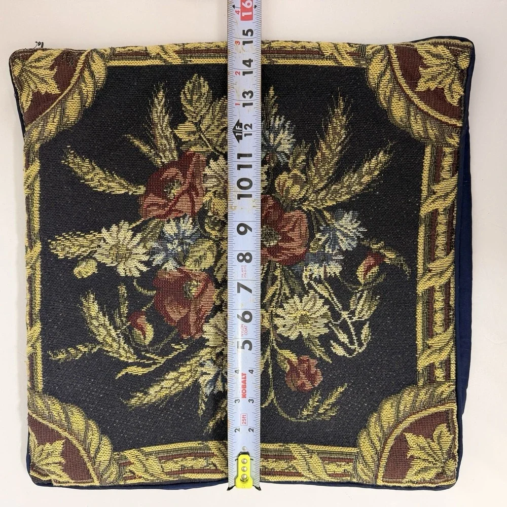 Vintage Floral Tapestry Pillow Cover 16x16  Cottagecore Decor Pillow Cover Only